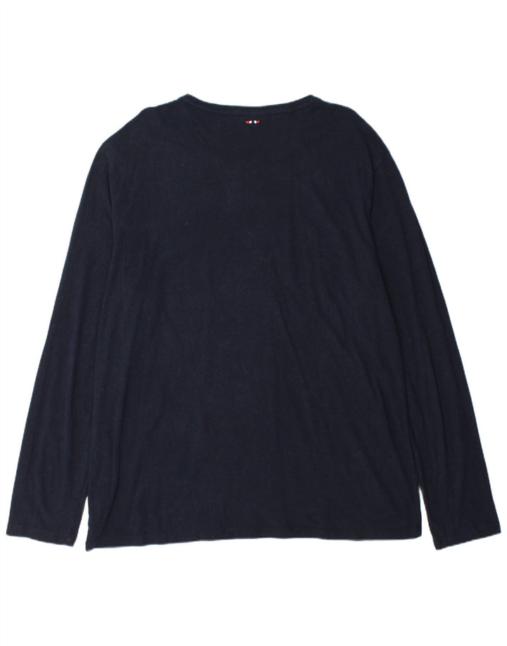 T-shirt męski NAPAPIJRI z grafiką geograficzną, długim rękawem, 3XL, granatowy, bawełniany