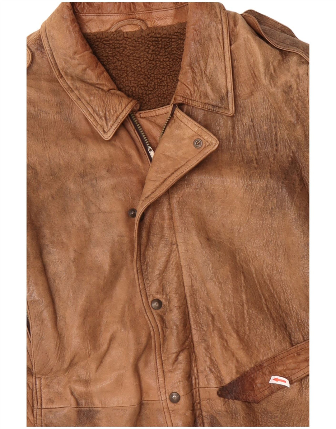 Męska kurtka wojskowa skórzana VINTAGE UK 42 XL beżowa