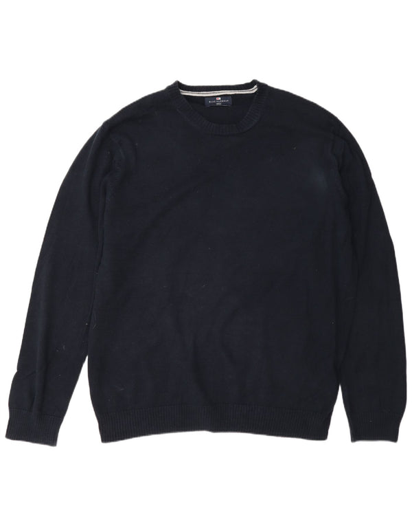 Marks & Spencer Mens Blue Harbour Crew Neck Jumper Sweater XL Navy Cotton