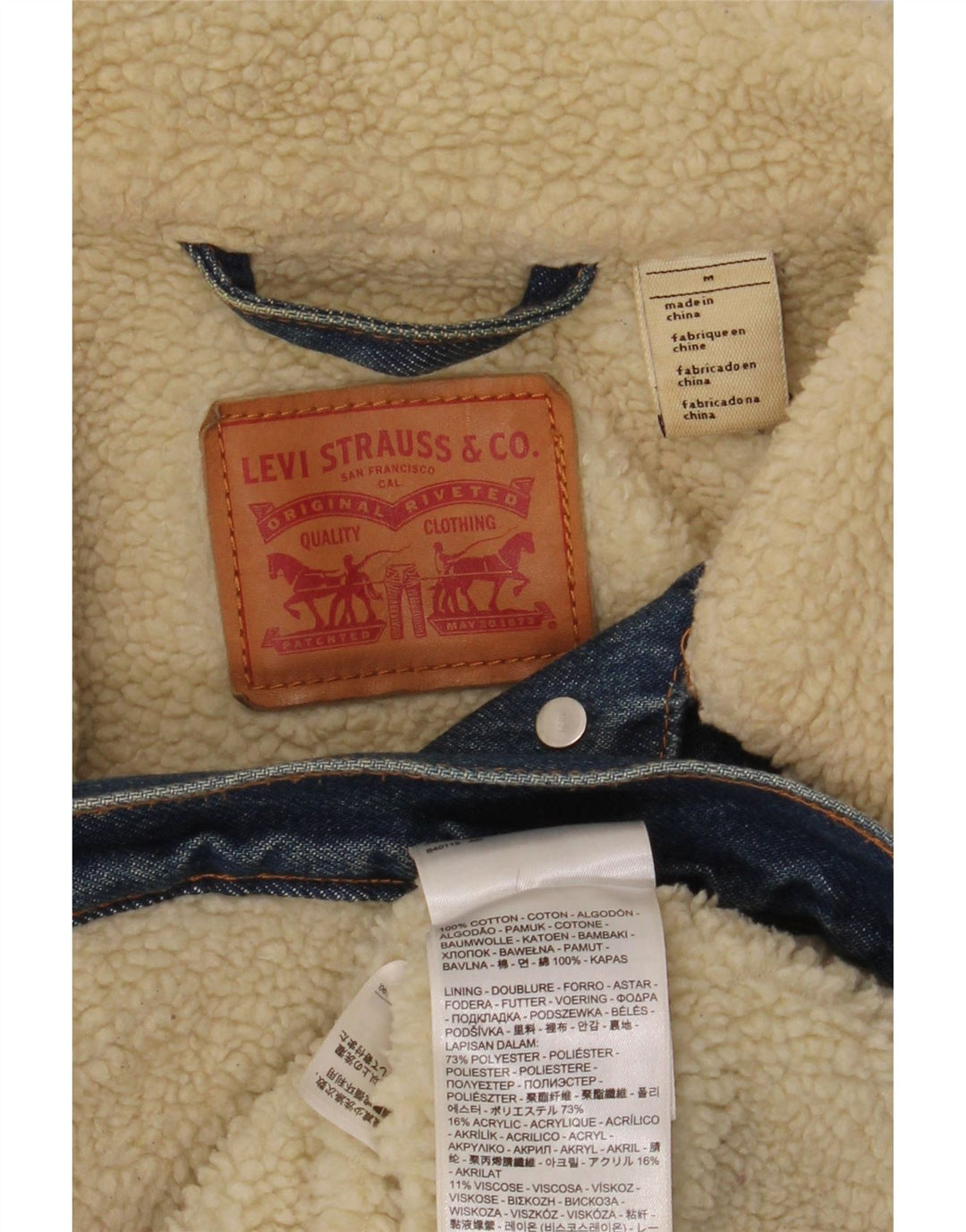 Damska kurtka dżinsowa Levi's Sherpa UK 14, średnia niebieska, bawełniana