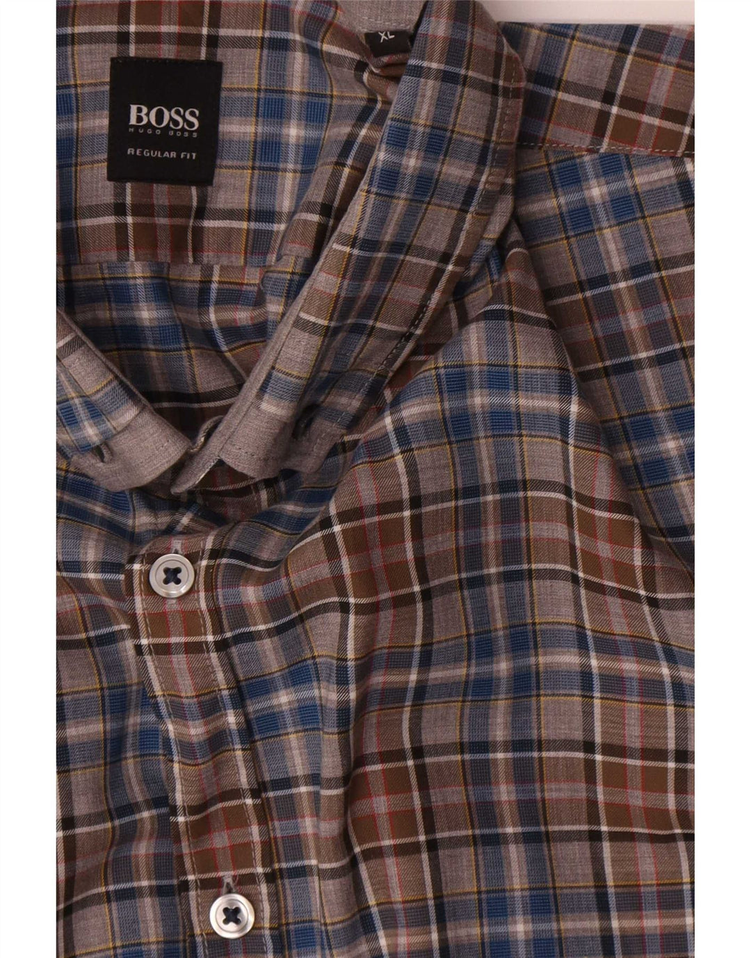 Męska koszula Hugo Boss o regularnym kroju XL, brązowa, bawełniana w kratkę
