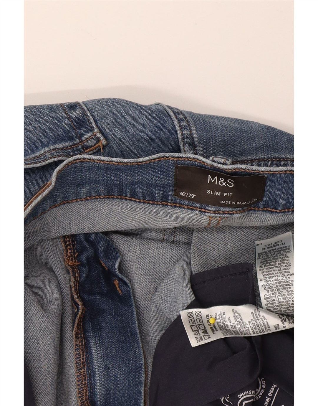 Marks & Spencer Męskie jeansy slim W36 L29 Niebieskie bawełniane