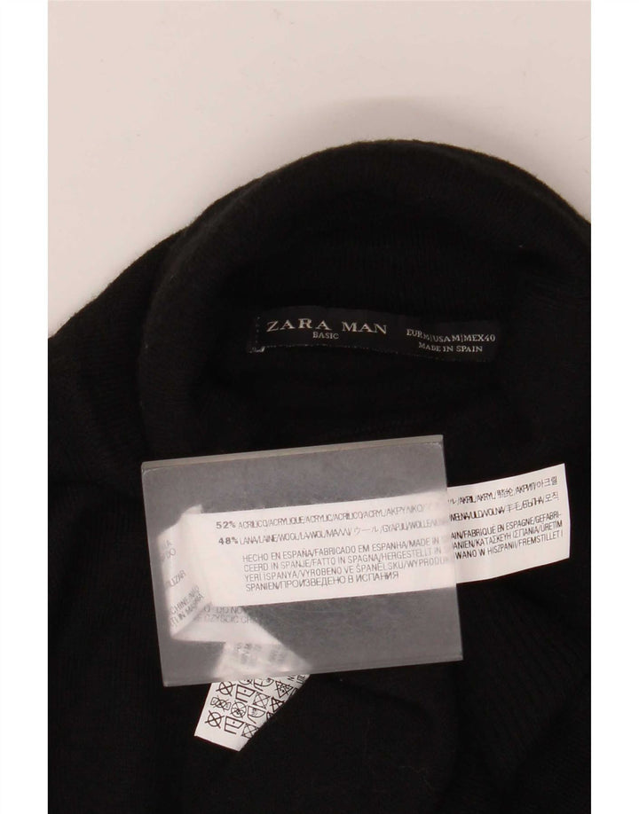 Męski sweter Zara z wywijanym dekoltem, średni czarny akryl