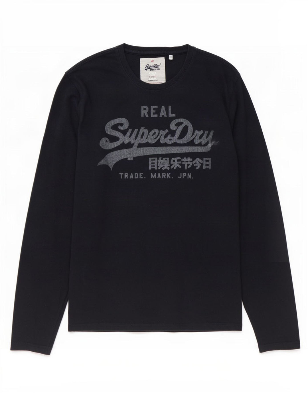 Męski top graficzny Superdry z długim rękawem, duży, granatowy, bawełniany