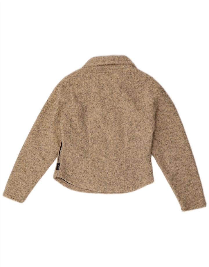 Sweter damski Jack Wolfskin, kardigan UK 10, mały, beżowy, nakrapiany poliester