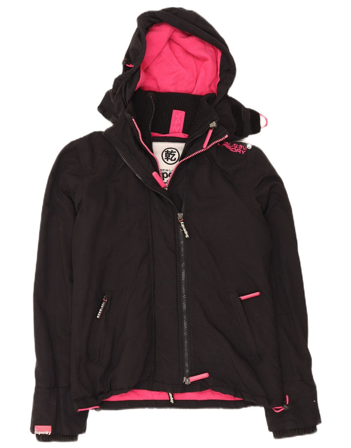 SUPERDRY Damska, oversize'owa kurtka wiatrówka z kapturem UK 6 XS, czarna