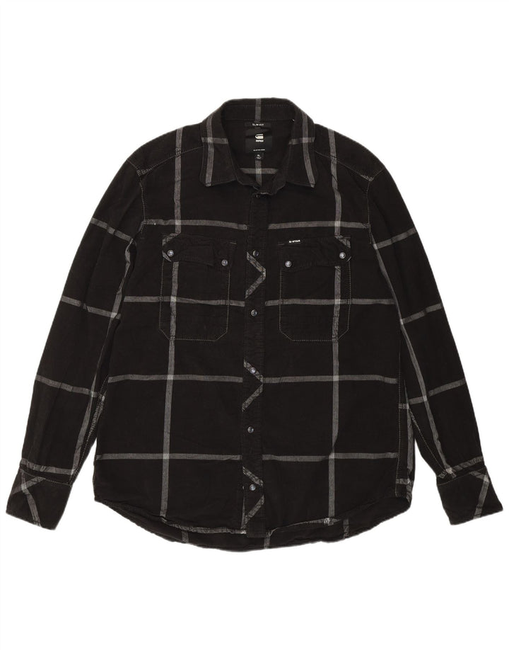 Męska sztruksowa koszula G-Star XL w czarną kratkę, bawełniana