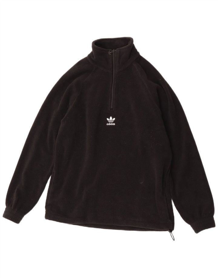 Adidas Męski sweter polarowy z zamkiem błyskawicznym, mały, czarny poliester