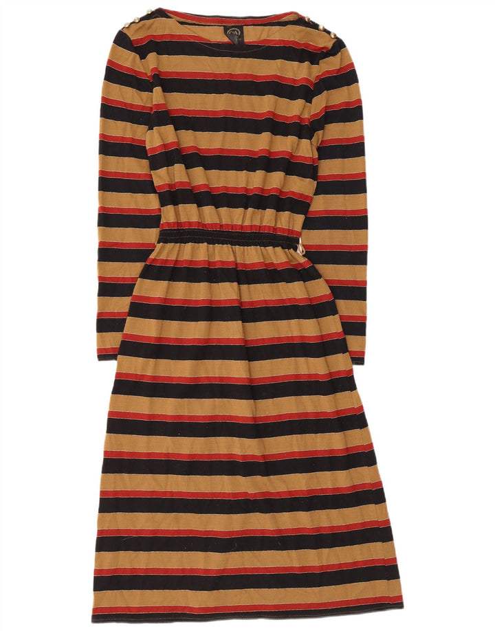 Damska sukienka maxi z długim rękawem C&A EU 38 Średni brązowy akryl w paski