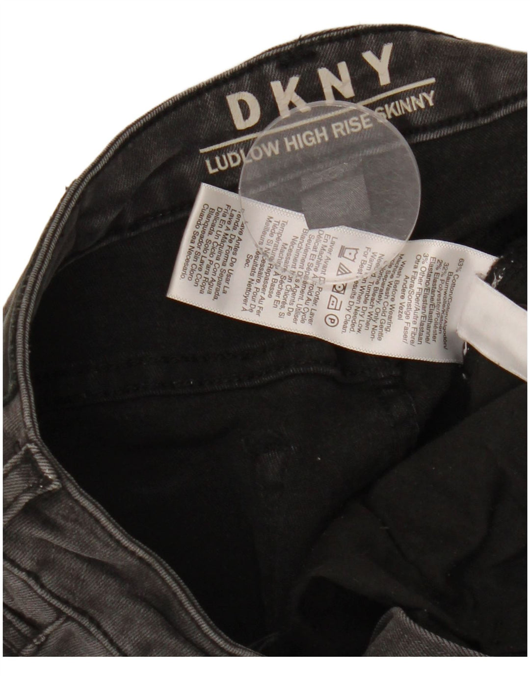 DKNY Damskie Ludlow Obcisłe dżinsy z wysokim stanem W28 L26 Czarna bawełna