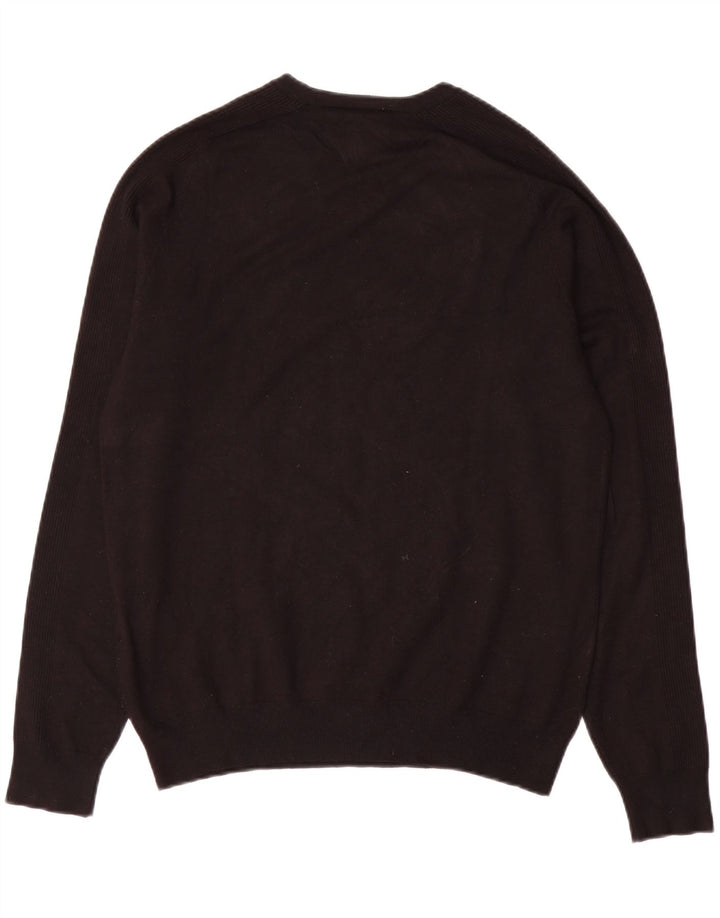 Męski sweter Armani Jeans z dekoltem w kształcie litery V, duży, czarny, wiskozowy