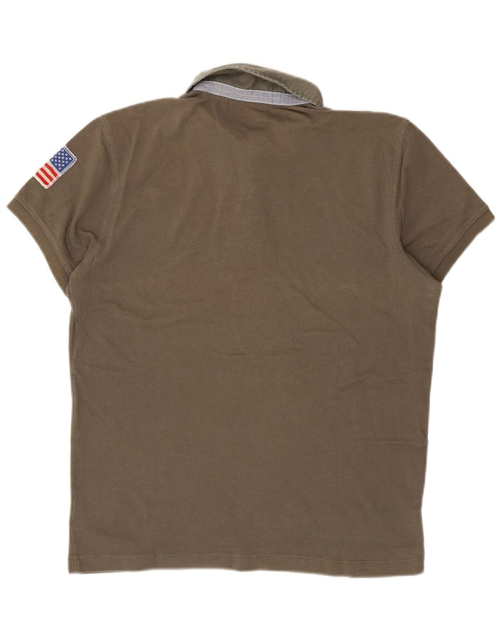 BLAUER Mens Polo Shirt Large Khaki Cotton