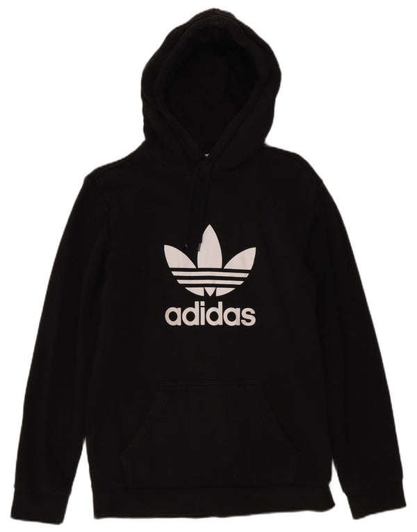 Męska bluza z kapturem Adidas z grafiką, mała, czarna, bawełniana