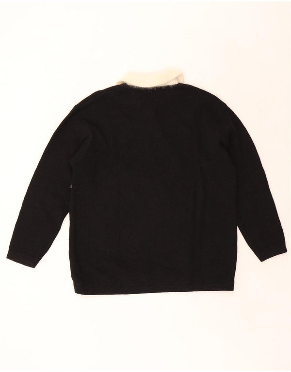 CECILIA BENETTI Damski sweter polo UK 14 Średni czarny w kwiaty