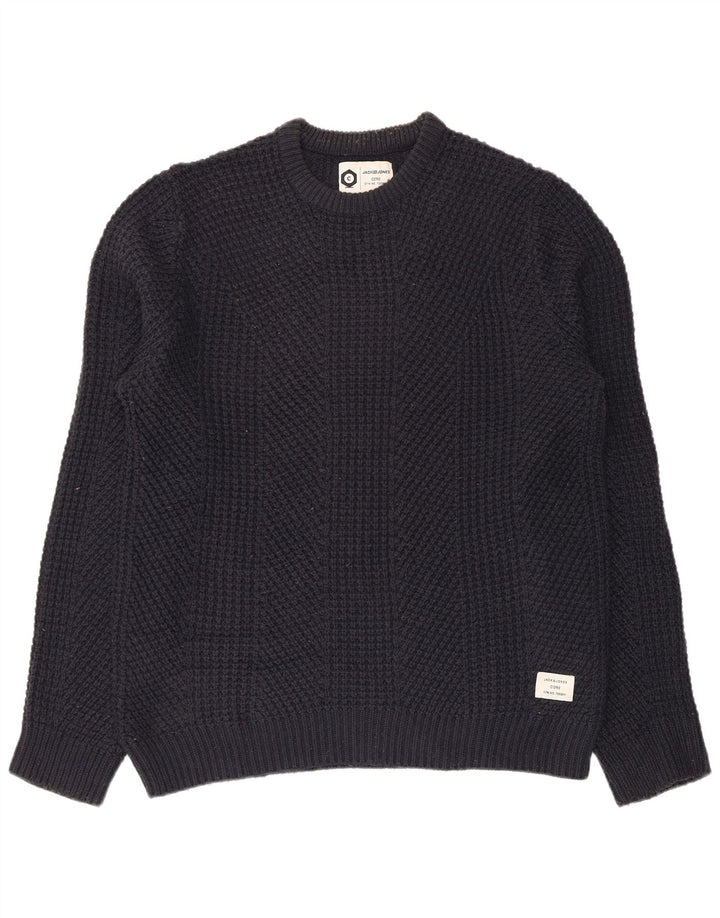 JACK & JONES Męski sweter z okrągłym dekoltem, duży, granatowy, bawełniany