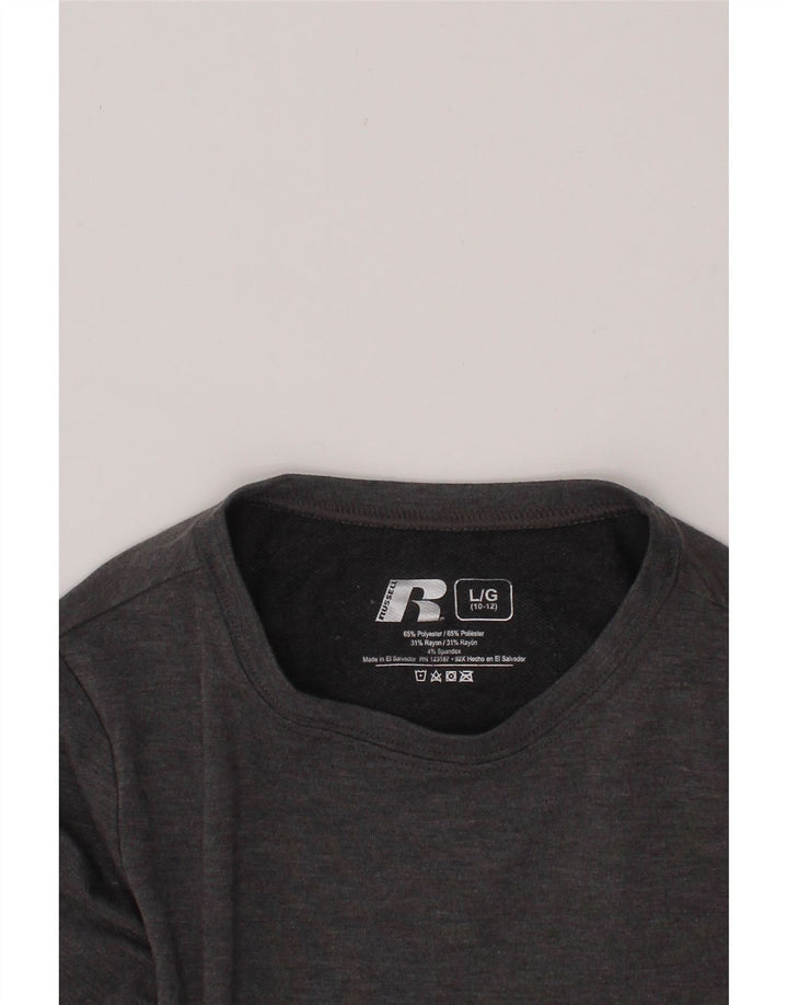 RUSSELL ATHLETIC Girls Top Long Sleeve 10-11 Years Large  Grey Polyester Vintage Russell Athletic and Second-Hand Russell Athletic from Messina Hembry 