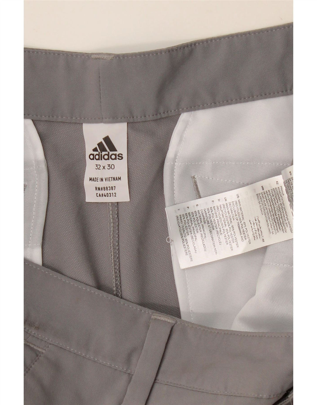 ADIDAS Mens Slim Chino Trousers W32 L30 Grey Polyester Vintage Adidas and Second-Hand Adidas from Messina Hembry 