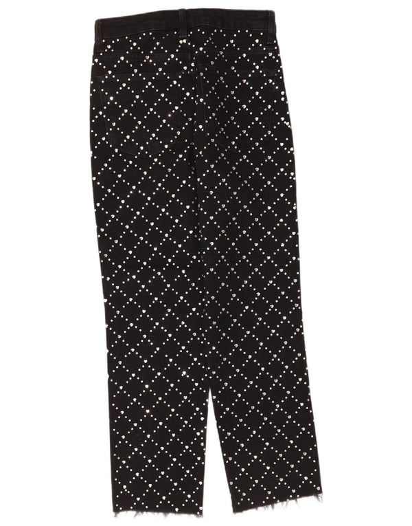Damskie proste dżinsy Topshop UK 8 Small W26 L26 Czarna, geometryczna bawełna