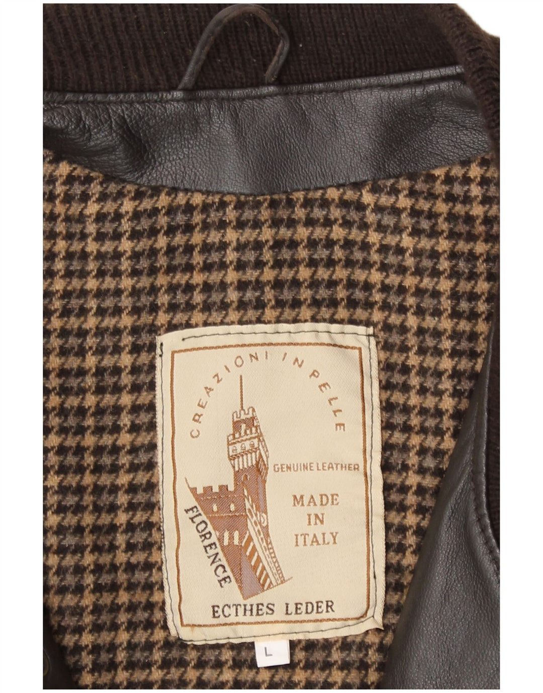 Vintage męska kurtka skórzana UK 40 duża brązowa skóra