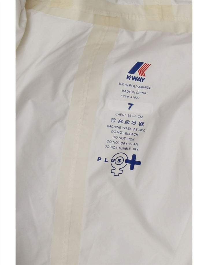 K-WAY Girls Hooded Rain Jacket 6-7 Years White Polyamide Vintage K-Way and Second-Hand K-Way from Messina Hembry 