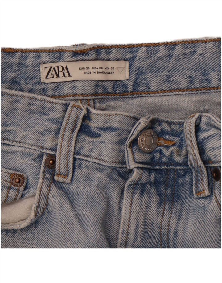 Męskie jeansy ZARA z przetarciami, proste, EU 38, małe, W30 L30, niebieskie