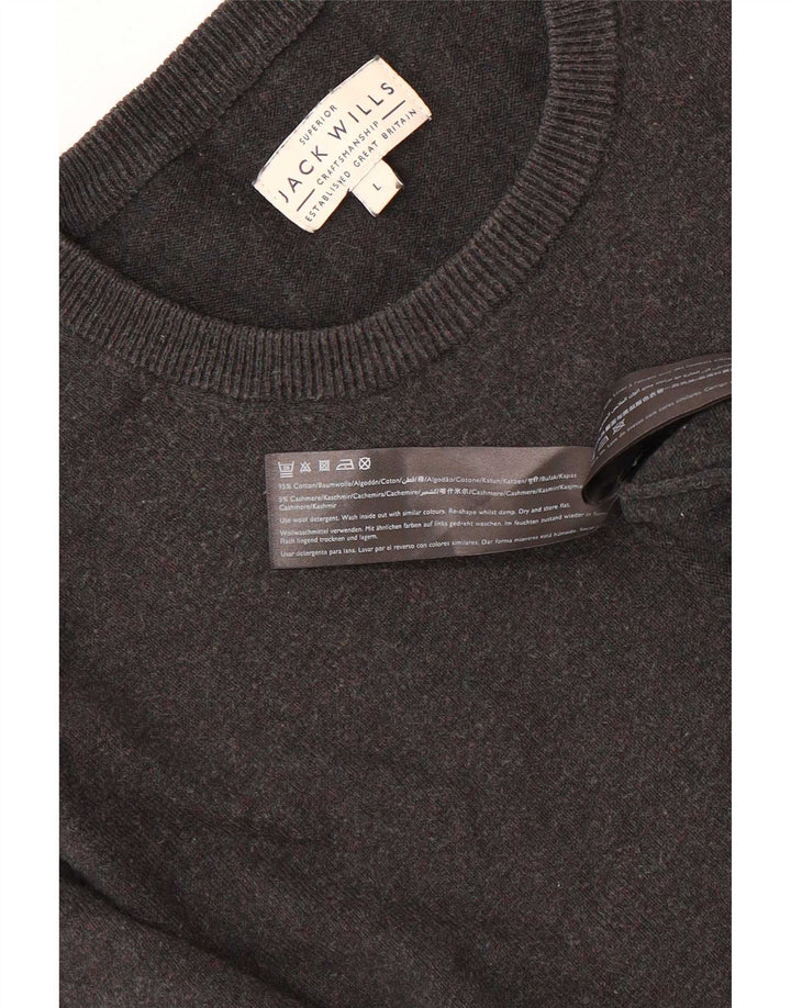 Męski sweter z okrągłym dekoltem Jack Wills, duży, szary, bawełniany