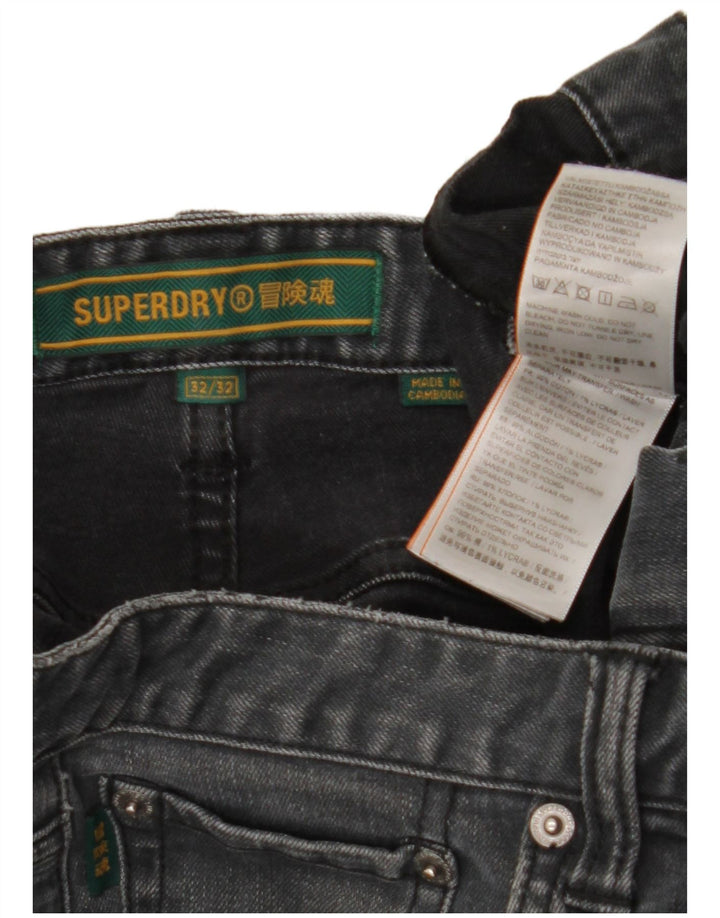 SUPERDRY Męskie jeansy slim W32 L32 Szara bawełna