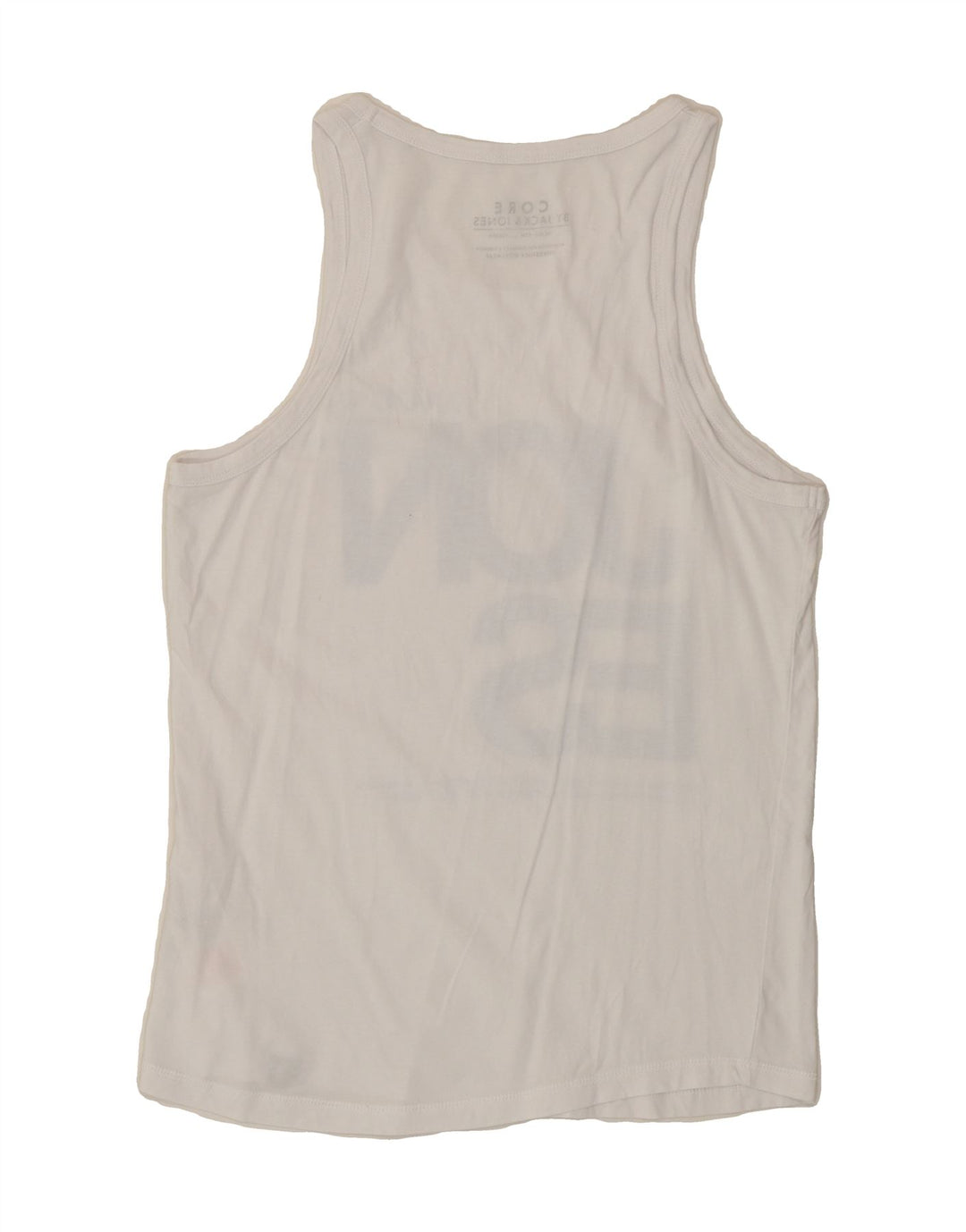 JACK & JONES Mens Core Graphic Vest Top Medium White Cotton Vintage Jack & Jones and Second-Hand Jack & Jones from Messina Hembry 