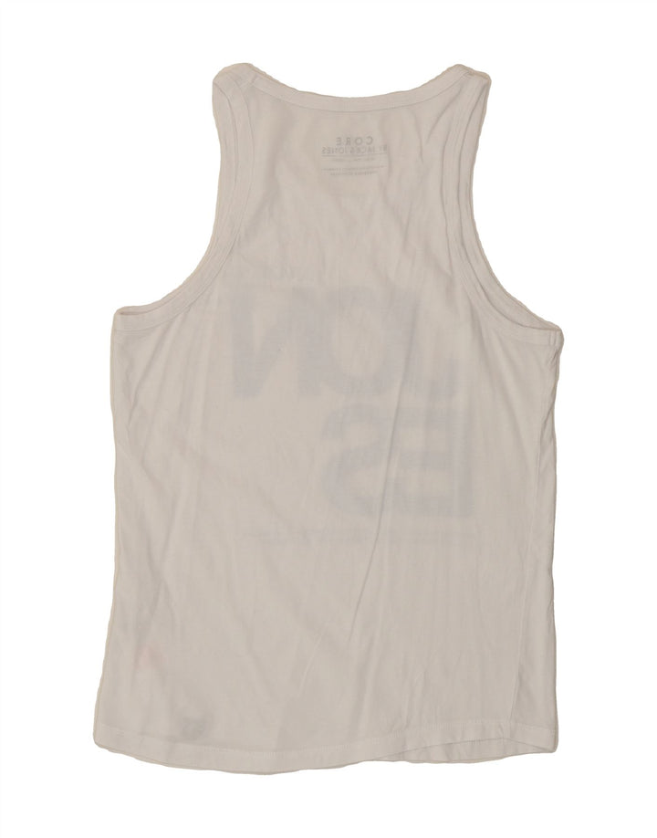 JACK & JONES Mens Core Graphic Vest Top Medium White Cotton Vintage Jack & Jones and Second-Hand Jack & Jones from Messina Hembry 