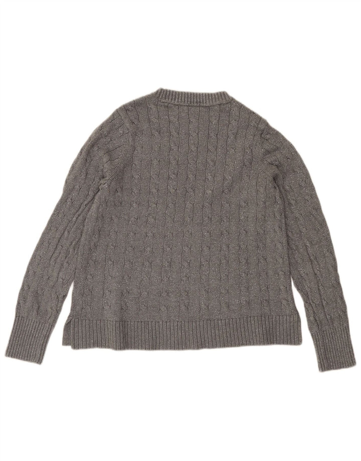 Damski sweter z wycięciem pod szyją Tommy Hilfiger UK 14 Średni szary nakrapiany