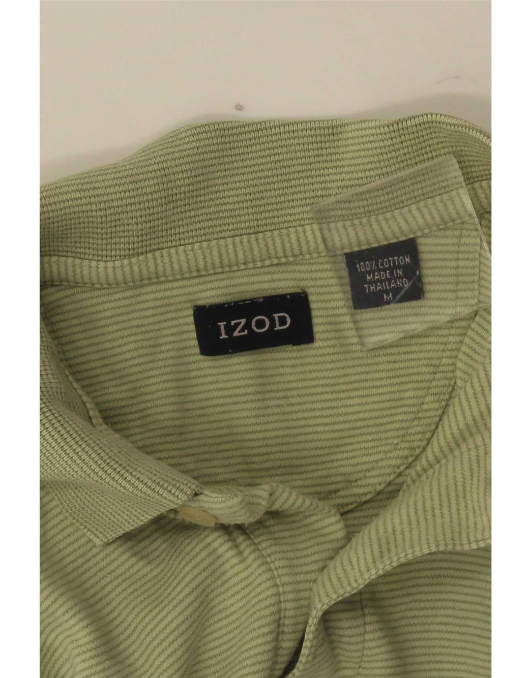 Męska koszulka polo Izod, bawełniana w średnie zielone prążki