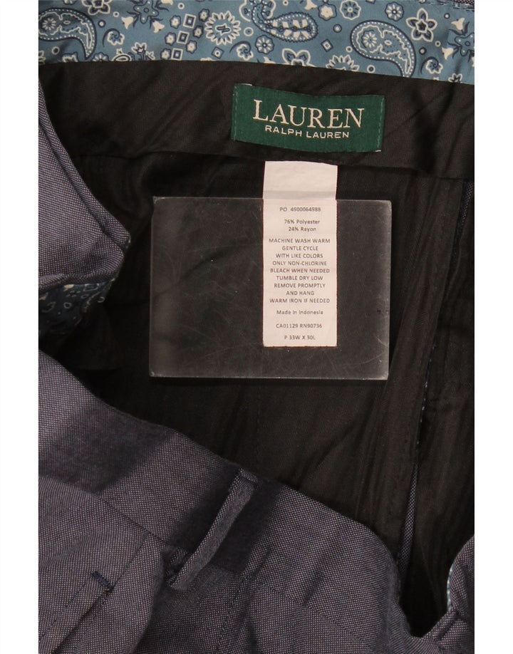 Męskie proste spodnie garniturowe Ralph Lauren W33 L30 Granatowy poliester