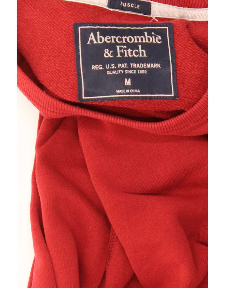 Męski sweter z grafiką mięśni Abercrombie & Fitch, średni czerwony
