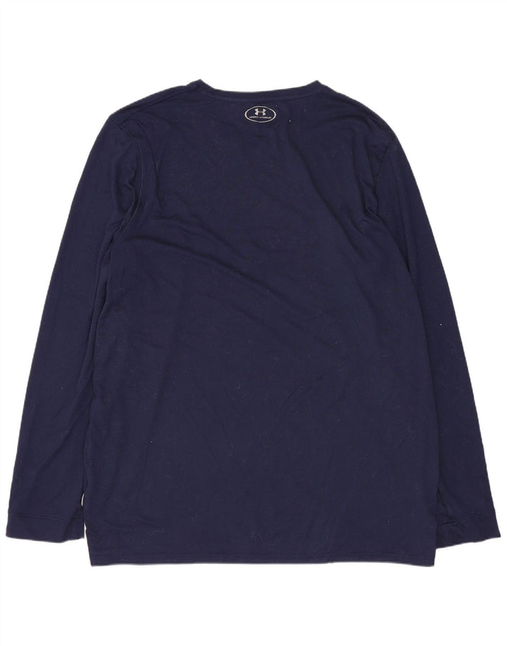 UNDER ARMOUR Męski top z długim rękawem, duży, granatowy, poliester