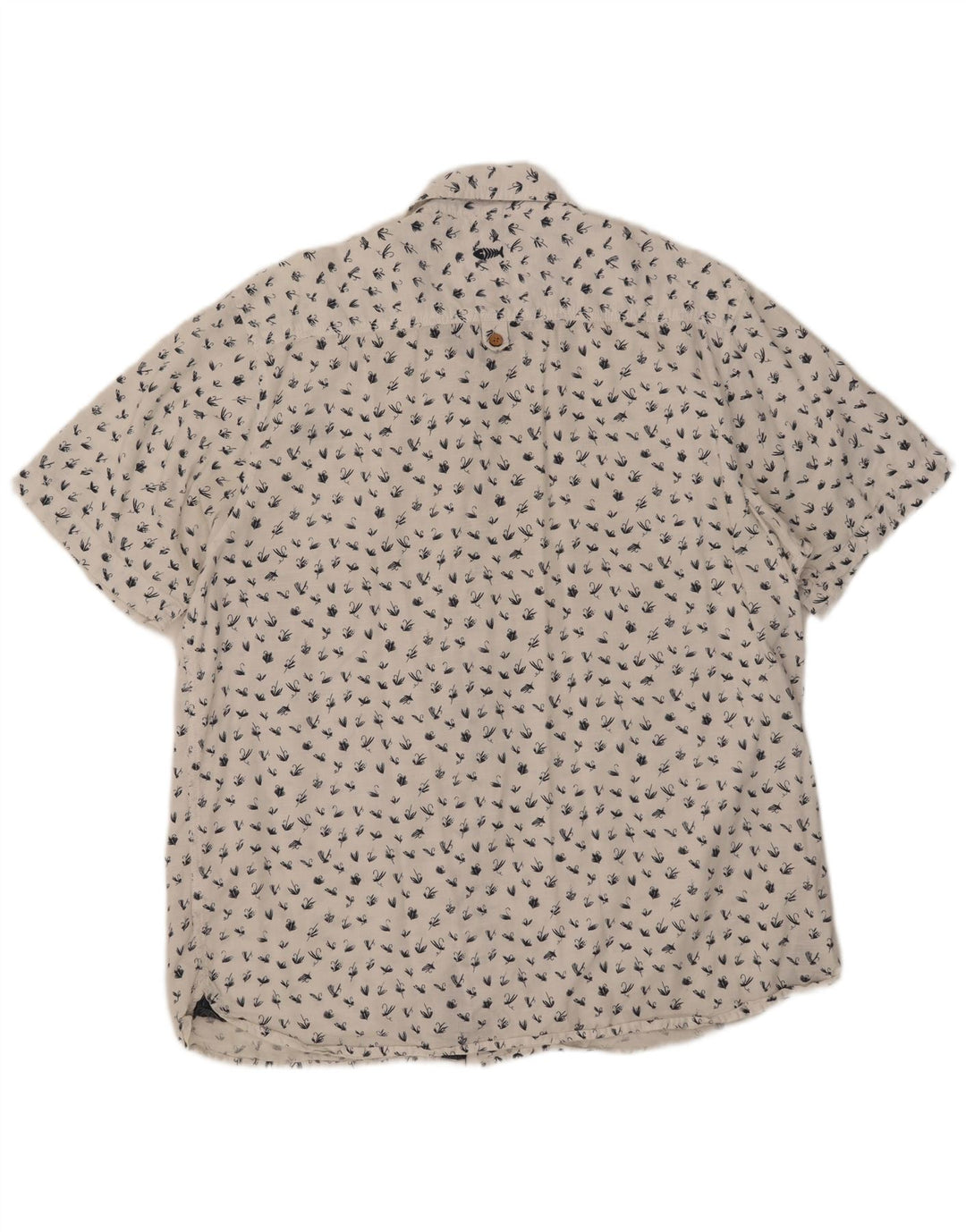 Męska koszula z krótkim rękawem Weird Fish w abstrakcyjny wzór, 2XL, biała bawełna