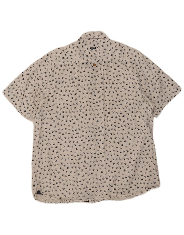 Męska koszula z krótkim rękawem Weird Fish w abstrakcyjny wzór, 2XL, biała bawełna