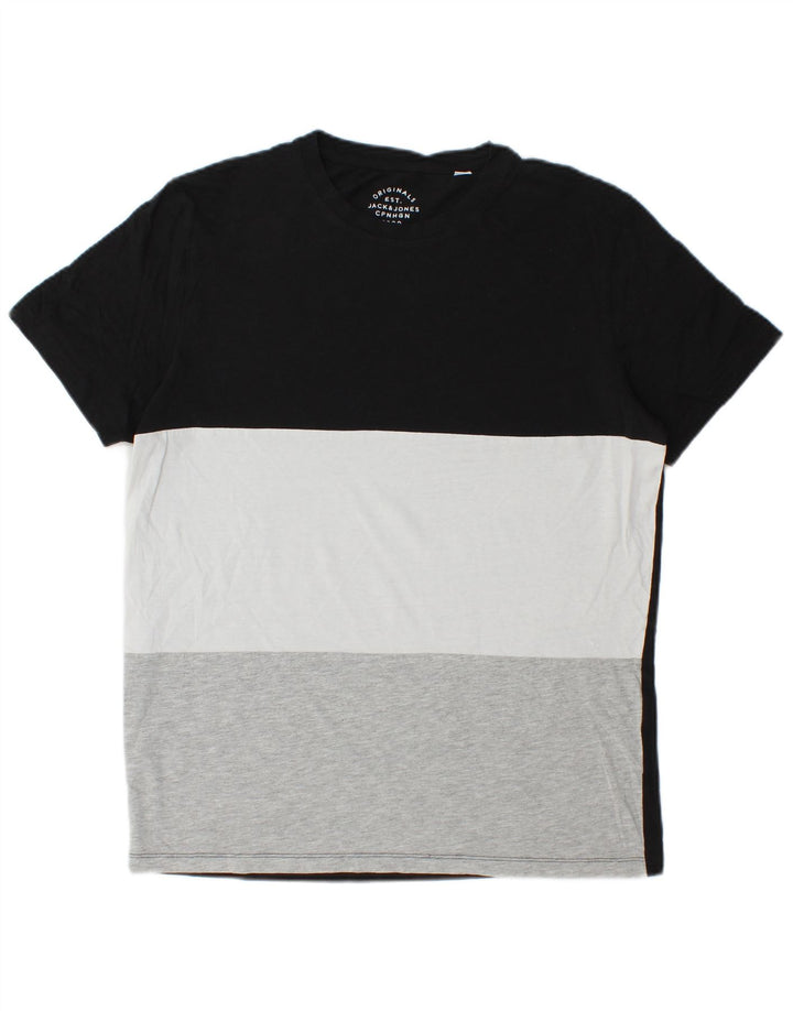T-shirt męski Jack & Jones, duży, czarny, z blokami kolorów