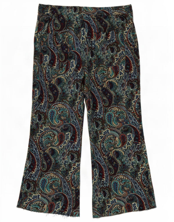 Damskie spodnie z szerokimi nogawkami Zara, średnie W28 L24, zielone paisley