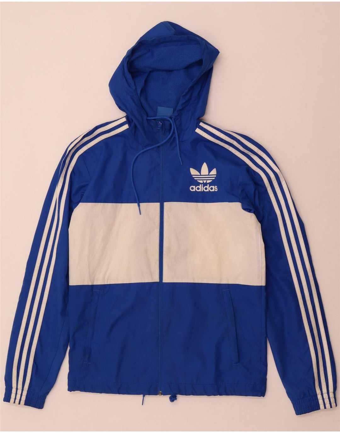 Adidas Męska bluza dresowa z kapturem i małą niebieską poliestrową blokiem kolorów