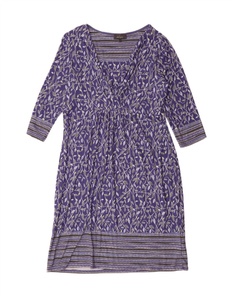 PER UNA Womens 3/4 Sleeve Shift Dress UK 16 Large Purple Floral Viscose Vintage Per Una and Second-Hand Per Una from Messina Hembry 