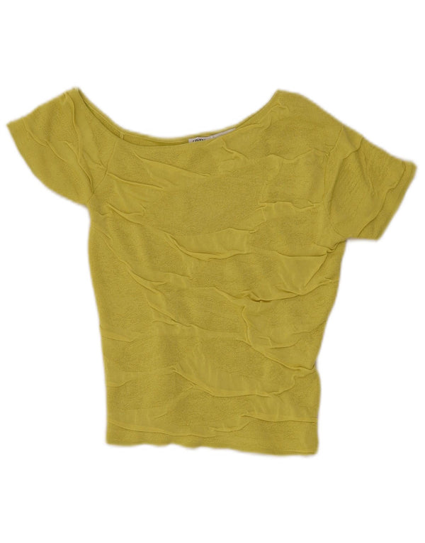 Damski top Zara Crop Knit na jedno ramię UK 8 Small Green Wiskoza
