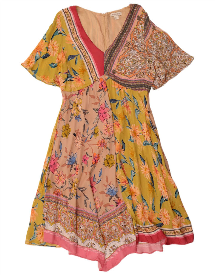 Damska sukienka asymetryczna MONSOON UK 14, duży wielobarwny patchwork