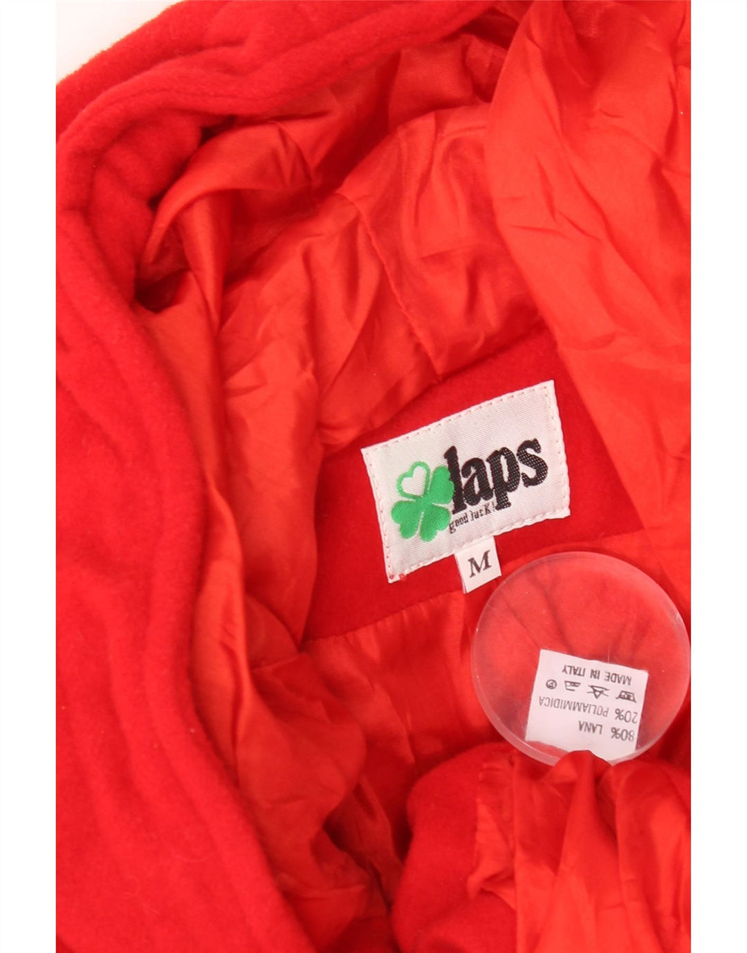 Vintage damski płaszcz oversize UK 14, średni czerwony wełniany