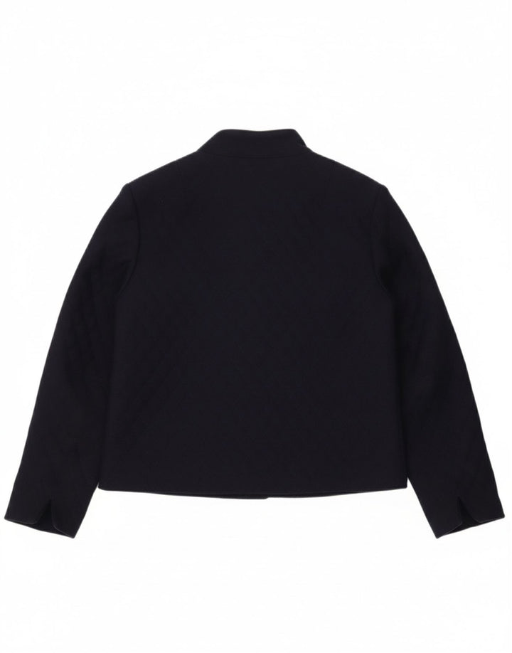 CLEMENTINO Womens 3 Button Quilted Blazer Jacket EU 38 Medium Navy Blue