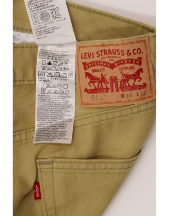Męskie jeansy Levi's 511 Slim W34 L32, bawełna khaki