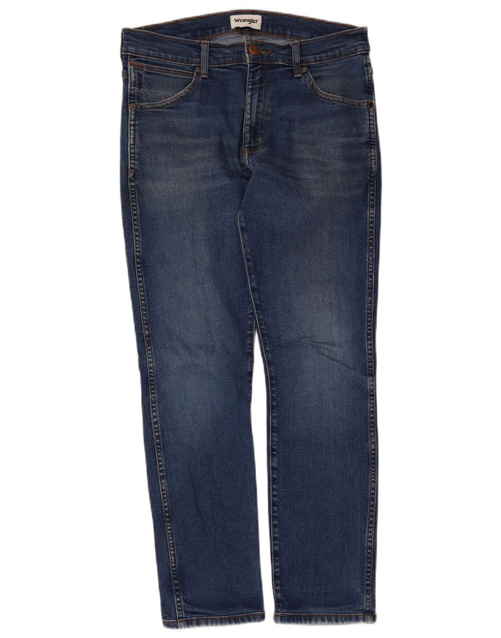 Wrangler Męskie Larston Slim Jeans W30 L28 Niebieskie bawełniane