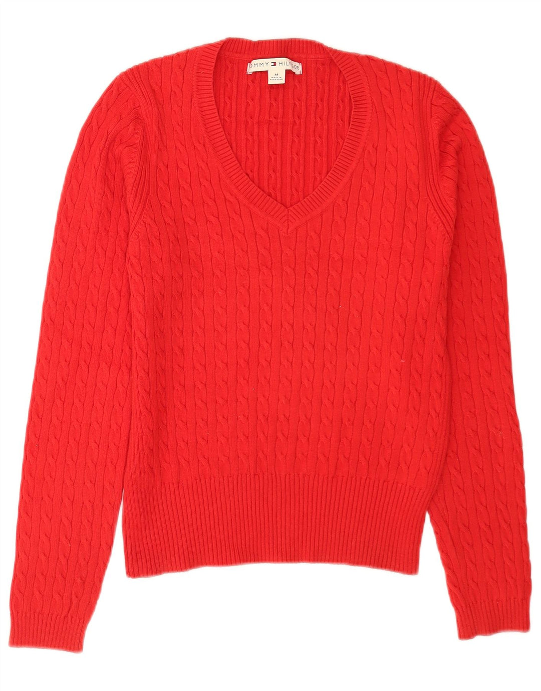 Damski sweter Tommy Hilfiger o regularnym kroju z dekoltem w kształcie litery V, UK 12, średni czerwony