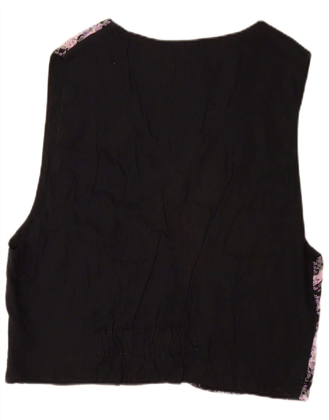 VINTAGE Męska kamizelka IT 52/54 Duża czarna wiskoza w kwiaty