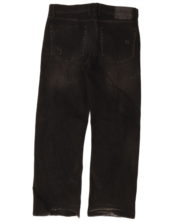Męskie proste jeansy GUESS W36 L30, czarne, bawełniane