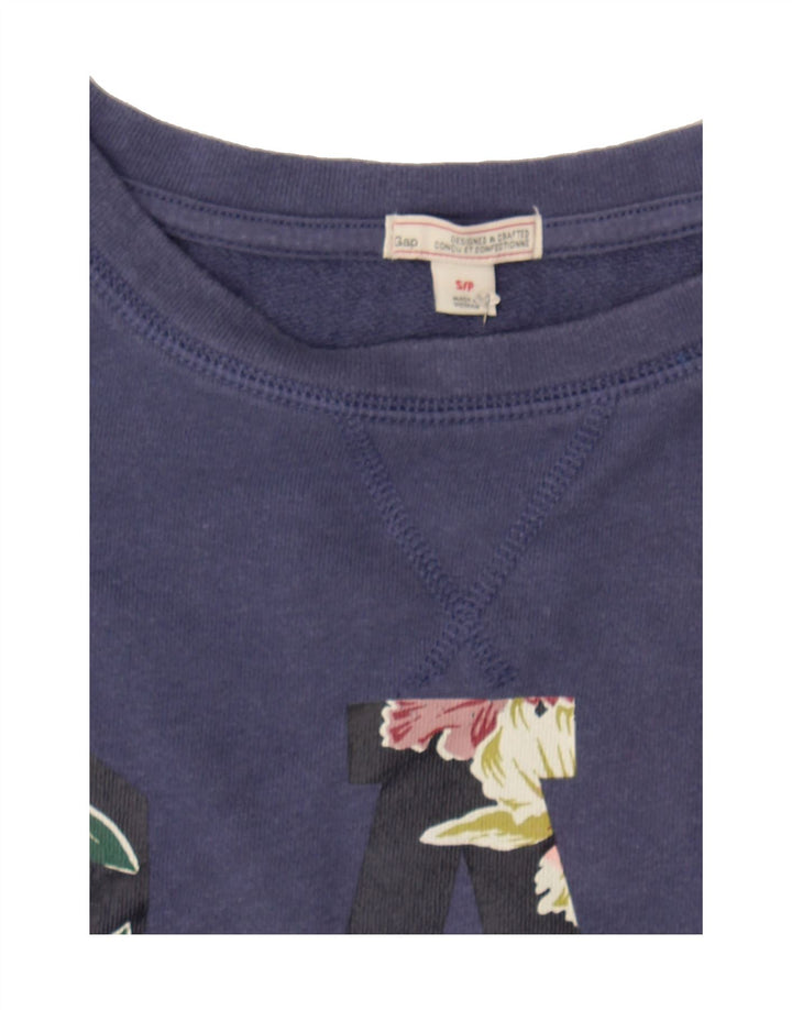 GAP Womens Graphic Top Long Sleeve UK 10 Small Navy Blue Cotton Vintage Gap and Second-Hand Gap from Messina Hembry 